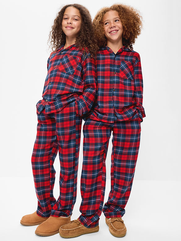 Gender-Neutral Printed Flannel Pajama Pants Set for Kids