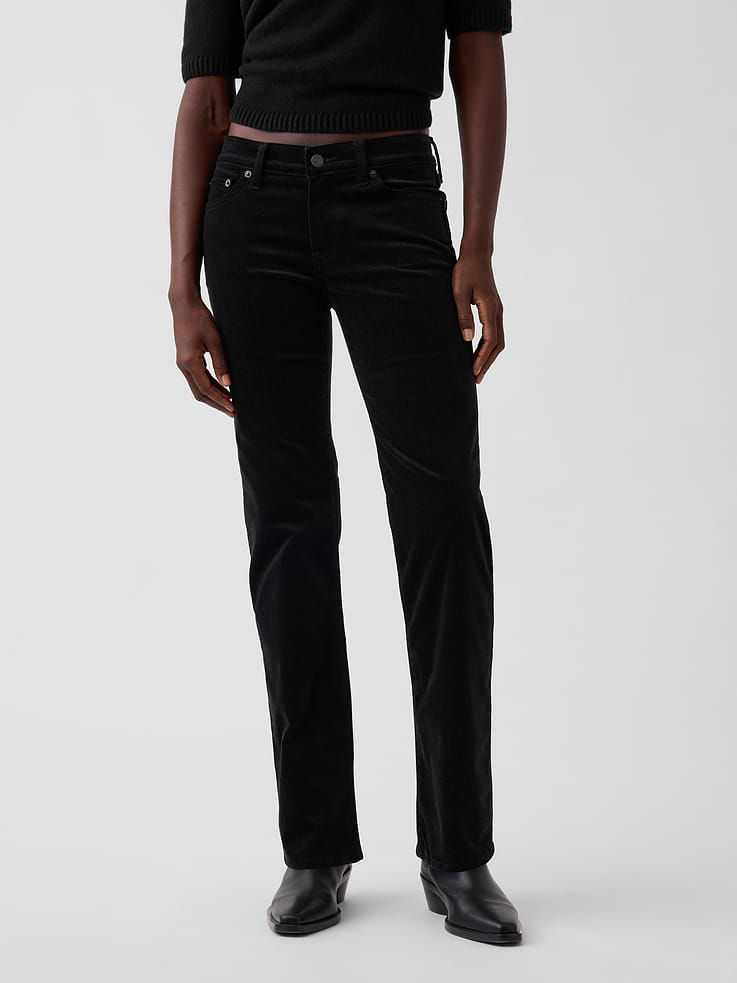 Image 2 of 7, Low Rise Velvet '90s Slim Straight Pants