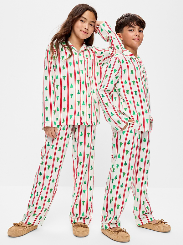 Gender-Neutral Printed Flannel Pajama Pants Set for Kids