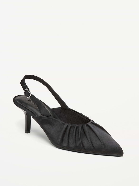 Pointed-Toe Slingback Satin Heels for Women