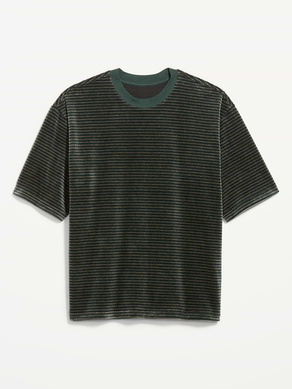 Loose Crew-Neck Velour T-Shirt