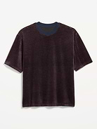Image 2 of 3, Loose Crew-Neck Velour T-Shirt