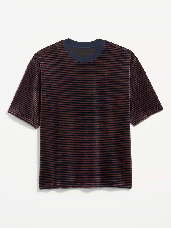 Loose Crew-Neck Velour T-Shirt