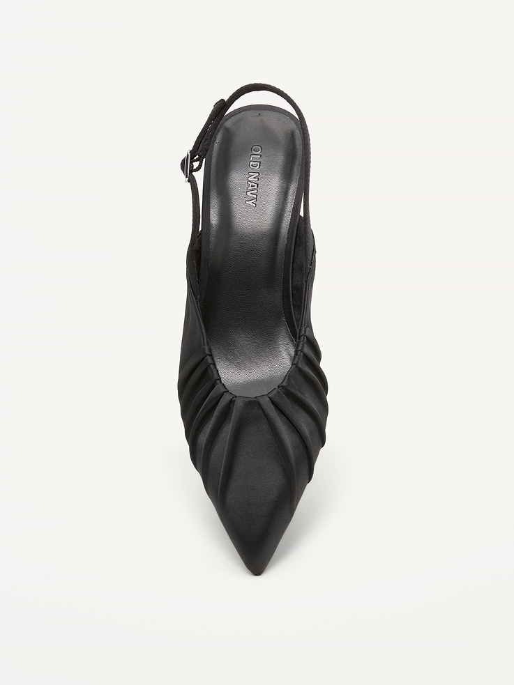 Image 2 of 4, Pointed-Toe Slingback Satin Heels for Women