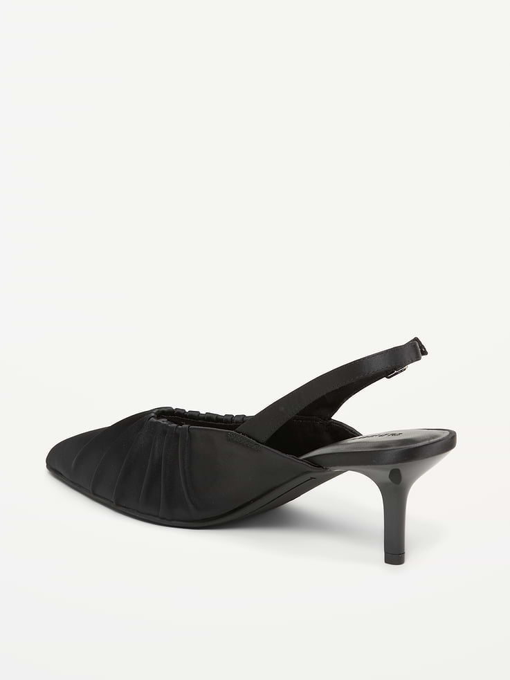 Image 4 of 4, Pointed-Toe Slingback Satin Heels for Women
