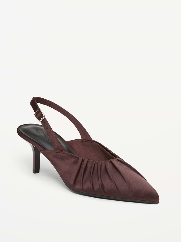 Pointed-Toe Slingback Satin Heels for Women