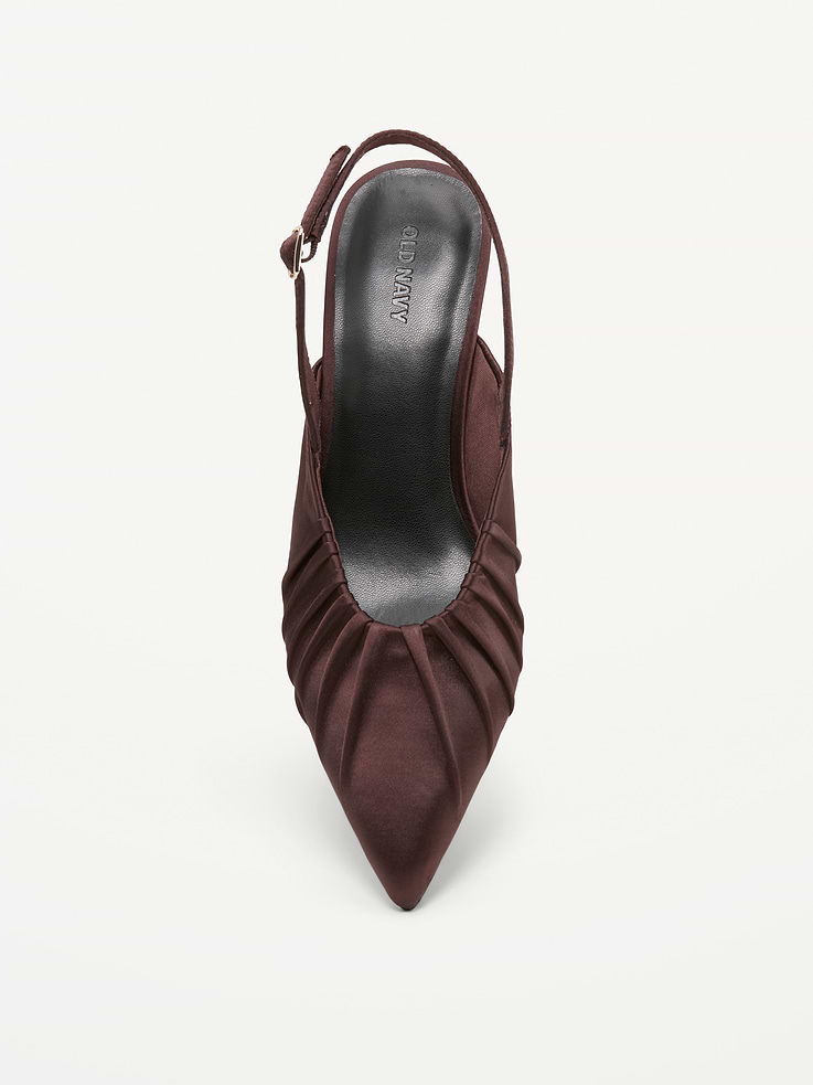 Image 2 of 4, Pointed-Toe Slingback Satin Heels for Women