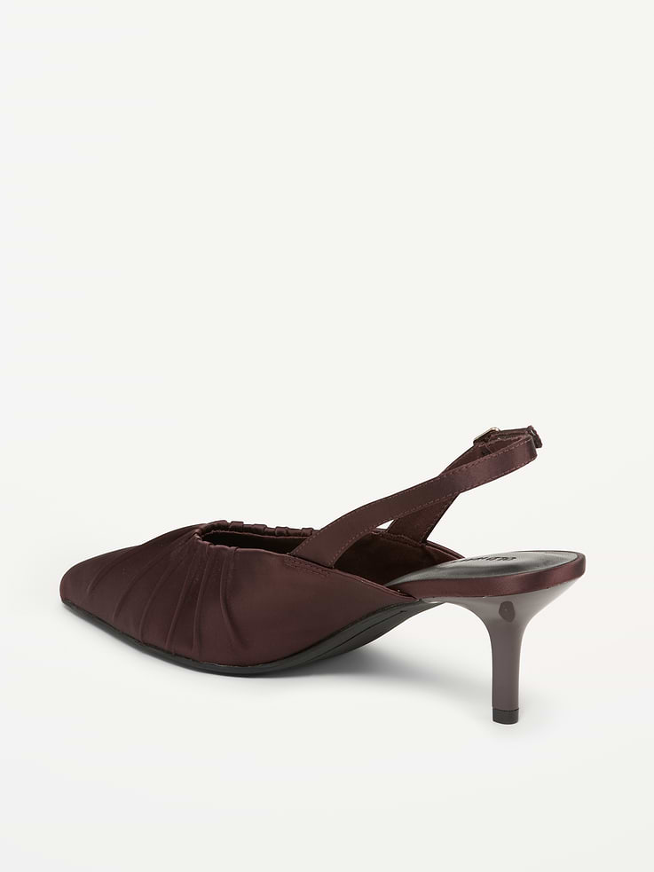 Image 4 of 4, Pointed-Toe Slingback Satin Heels for Women