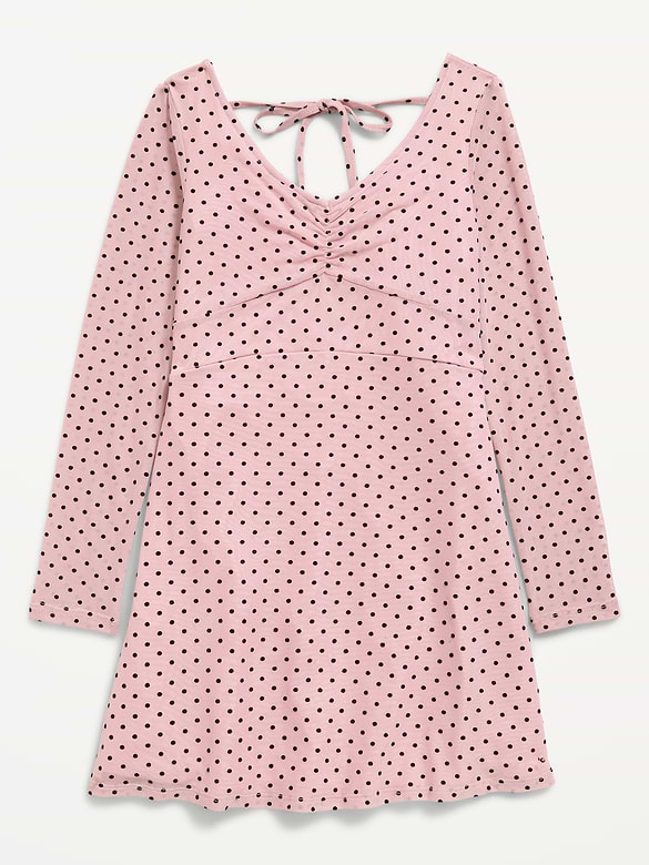 Robe ajustée et évasée en maille à pois pour fille