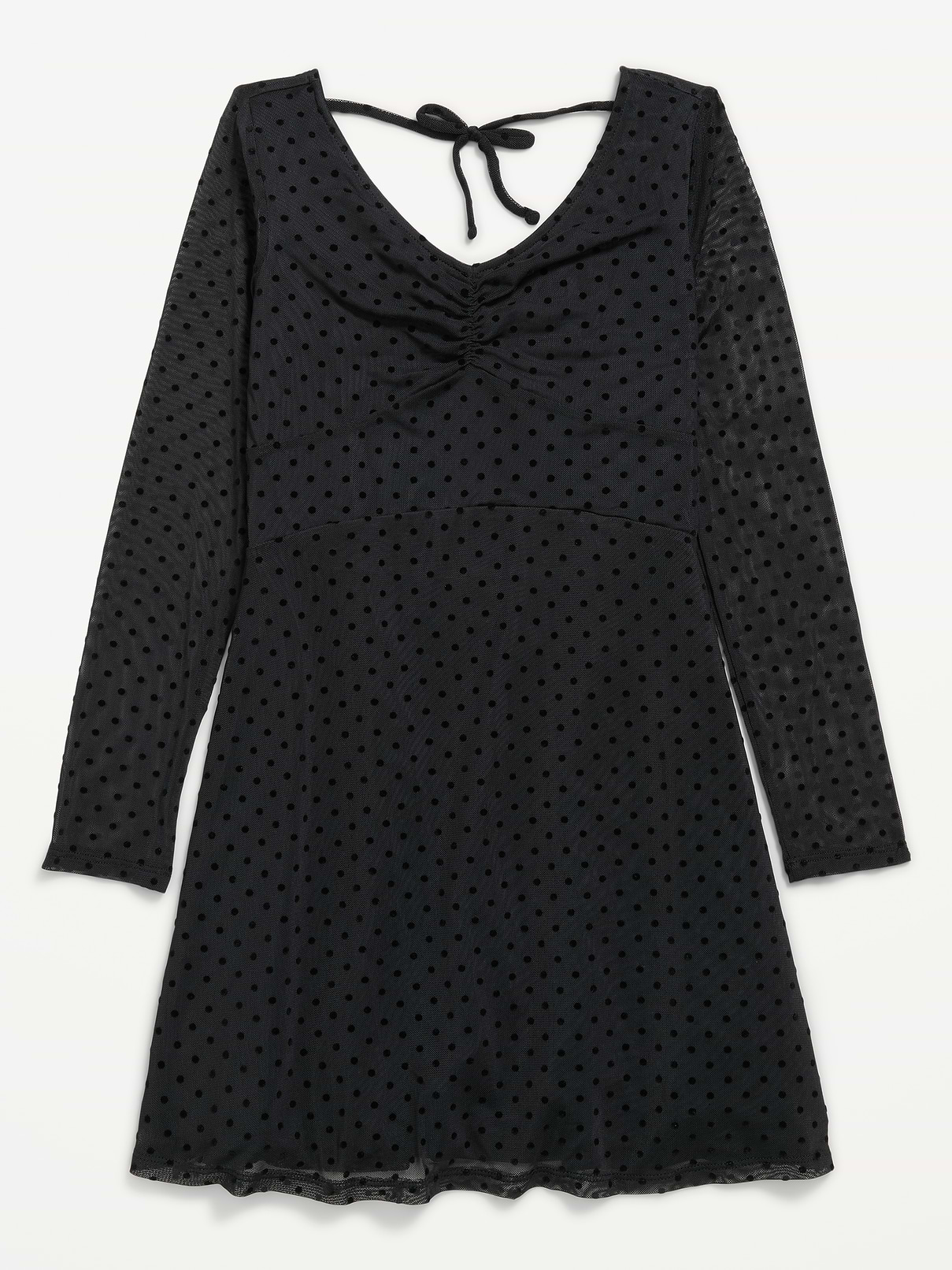 Image 2 of 2, Fit and Flare Polka-Dot Mesh Dress for Girls
