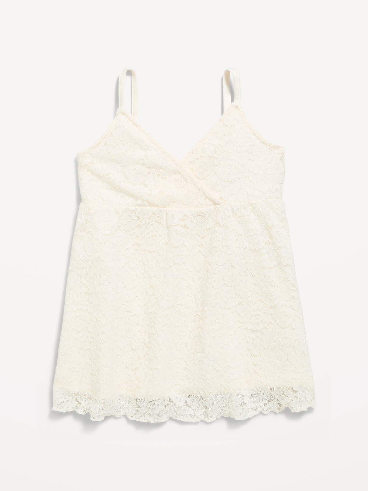 Image 1 of 3, wrap-style neckline, adjustable straps, seamed waist, scalloped hem, Product #1183711