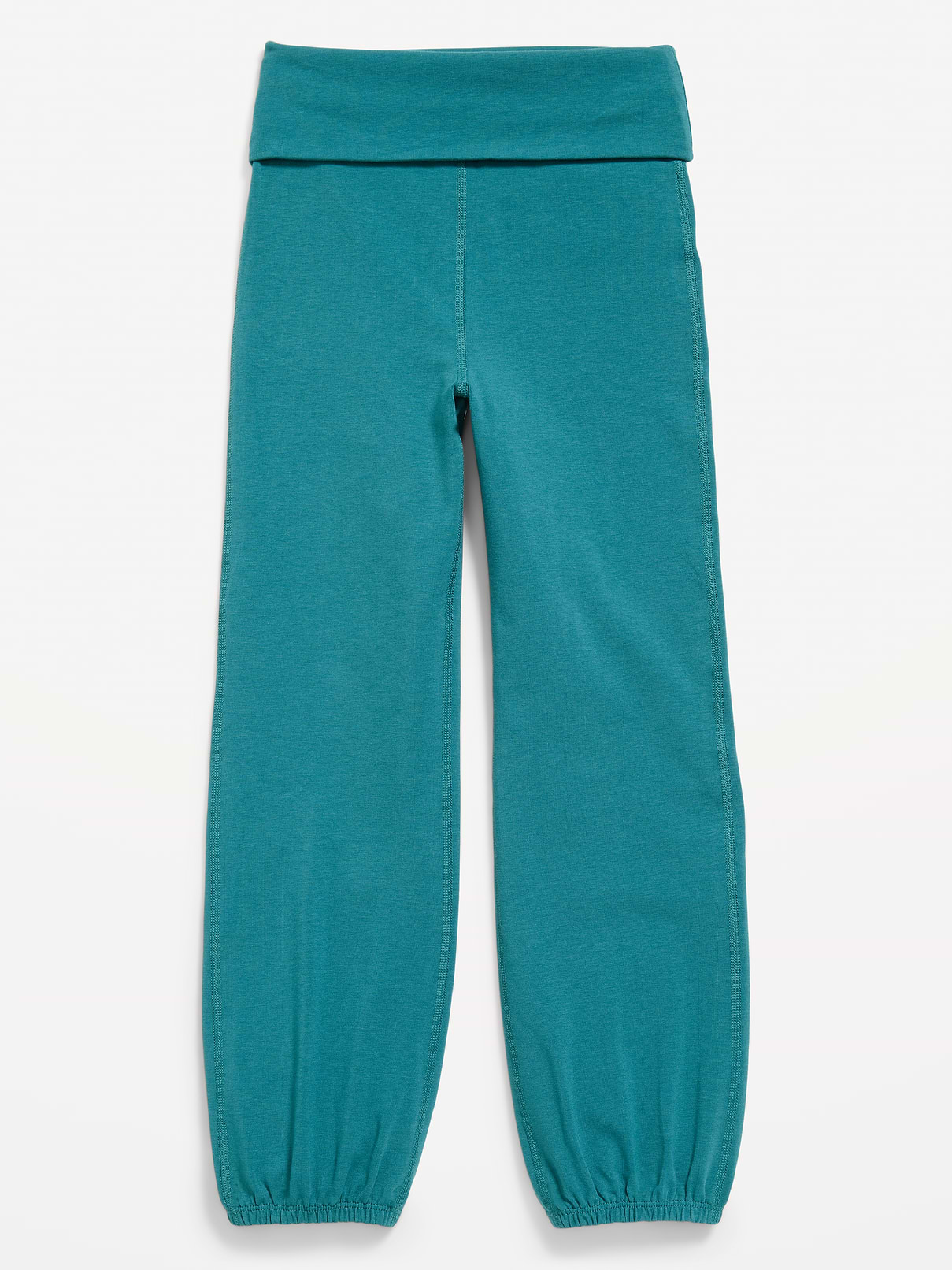 Image 1 of 4, Keep ‘em moving in Old Navy Sport's PowerChill: Soft, breathable cotton with stretch for all-day comfort., high-rise, elasticized fold-over waistband, elasticized bubble leg openings, 4-way stretch, online exclusive, Product #1183740