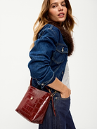 Image 2 of 5, Small Preppy Embossed Bucket Bag