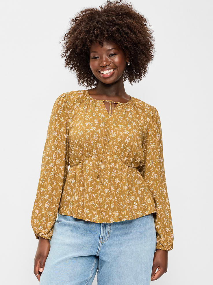 Image 5 of 9, Long-Sleeve Tie-Front Top