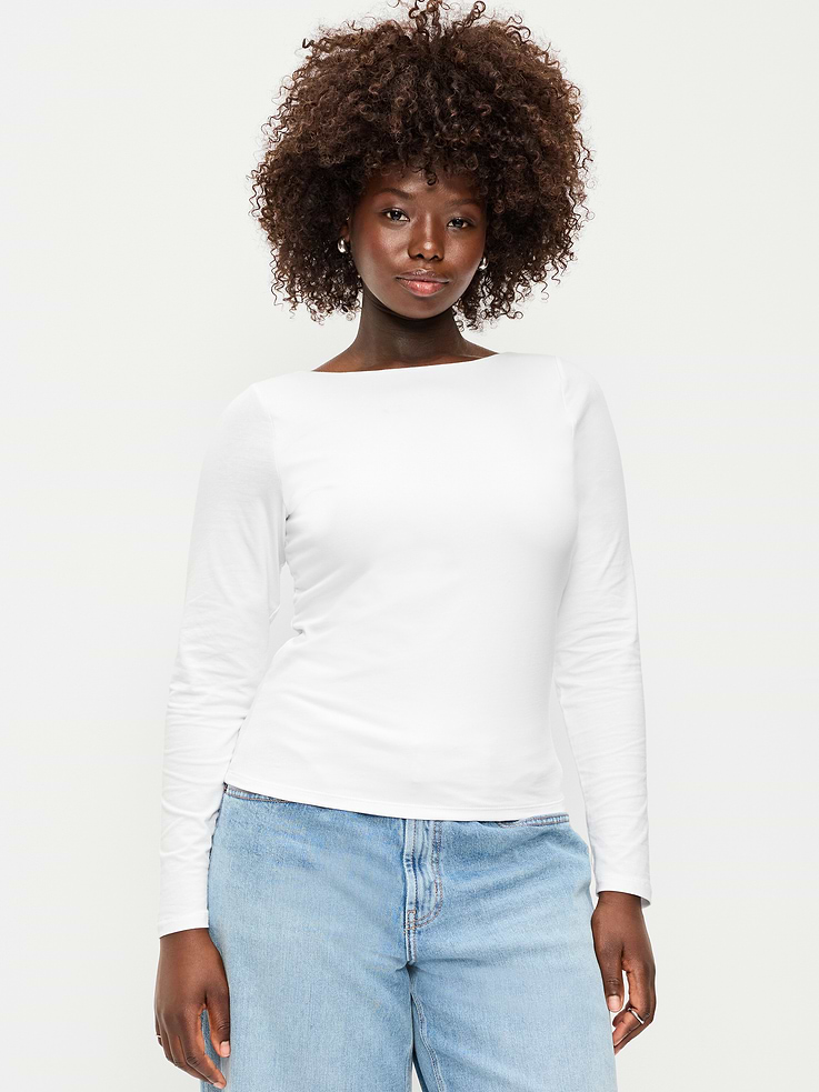 Image 5 of 8, Hug Double-Layer Long-Sleeve Scoop-Back Top