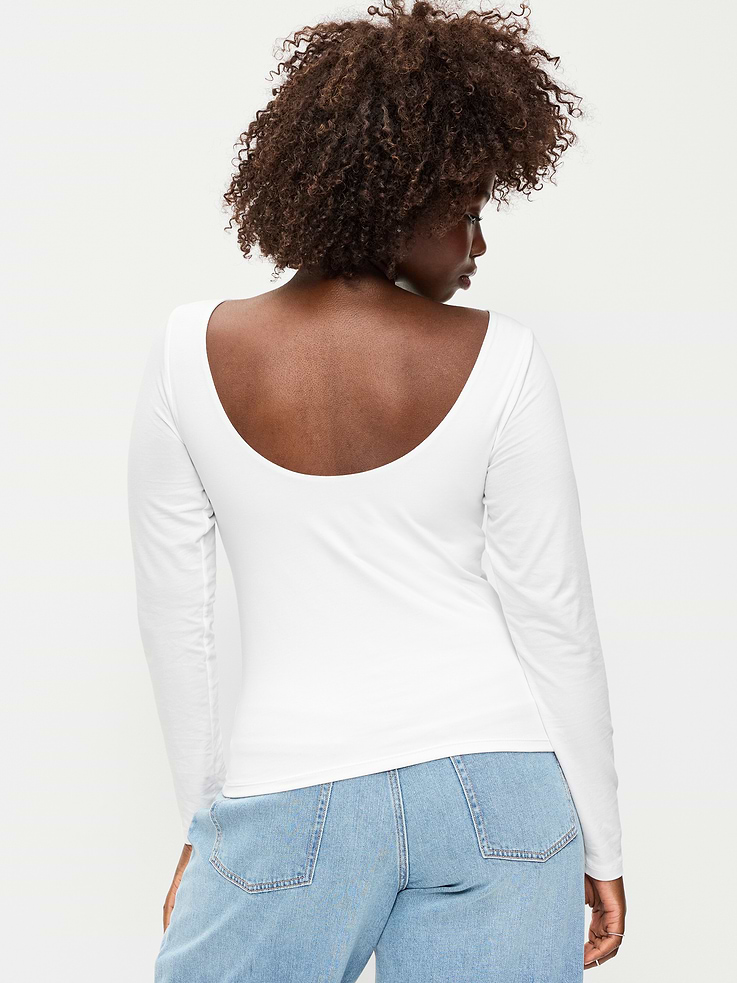 Image 6 of 8, Hug Double-Layer Long-Sleeve Scoop-Back Top