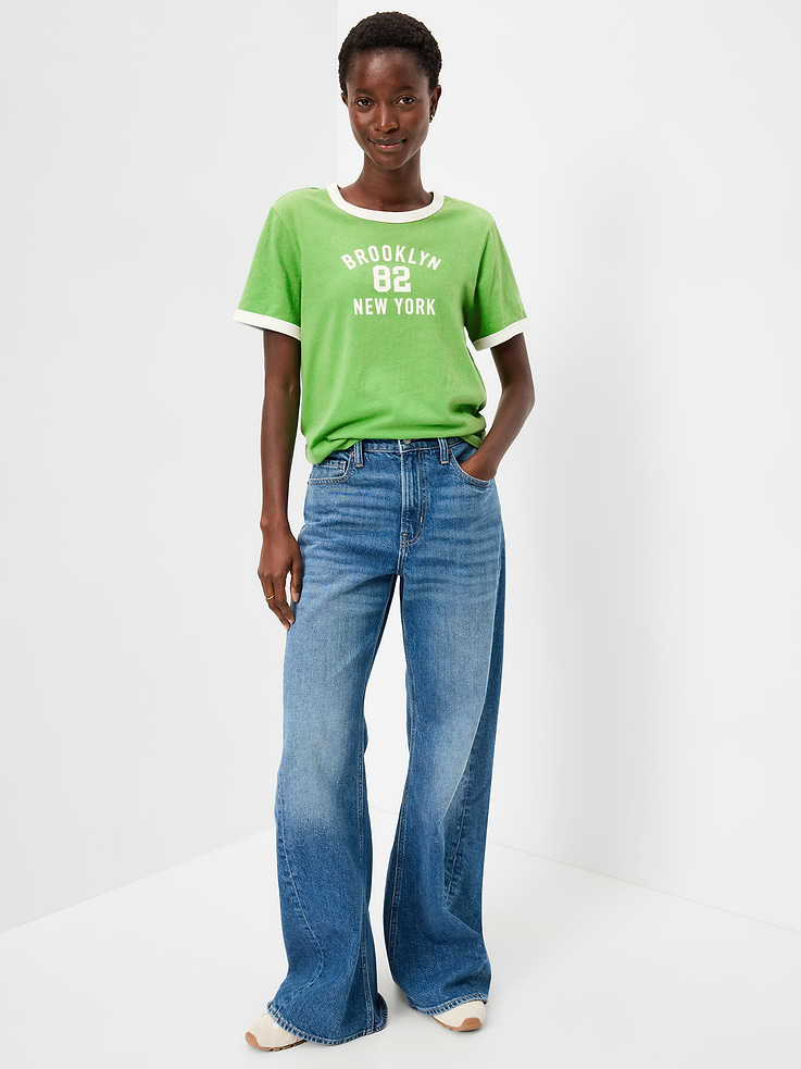Image 3 of 8, EveryWear Crew-Neck Graphic Ringer T-Shirt