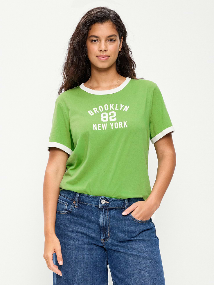 Image 5 of 8, EveryWear Crew-Neck Graphic Ringer T-Shirt