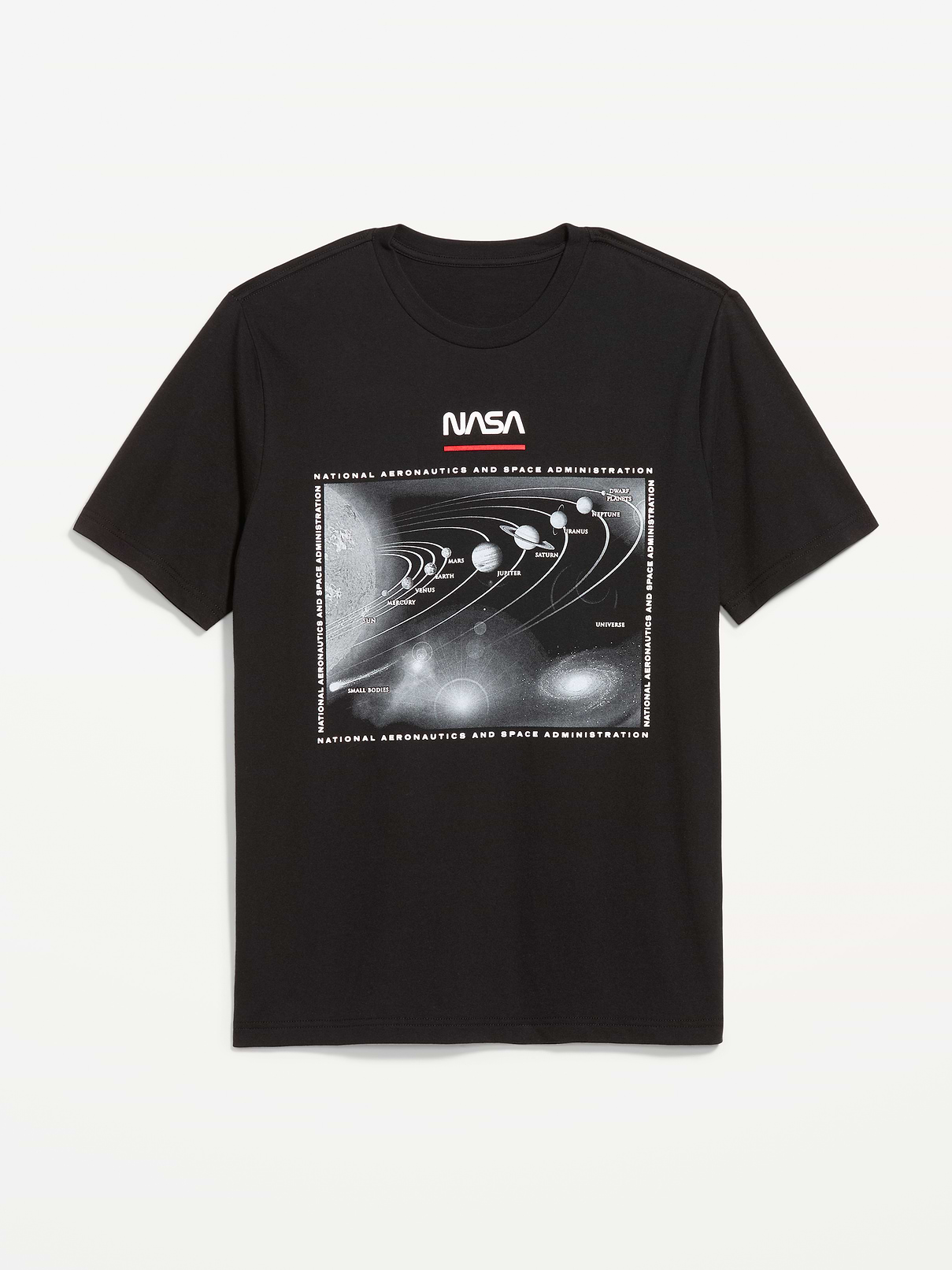 Image 1 of 2, rib-knit crew neck, short sleeves, licensed graphic, ©NASA | All Rights Reserved., Product #1183971
