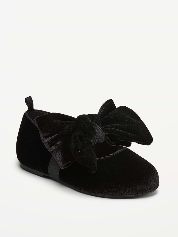 Velvet Bow Ballet Flats for Toddler Girls