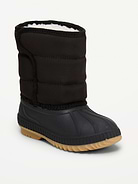 Image 1 of 4, adhesive secure-close strap, cozy sherpa lining, rounded toe, textured outsole, pull-on style, Product #1185033