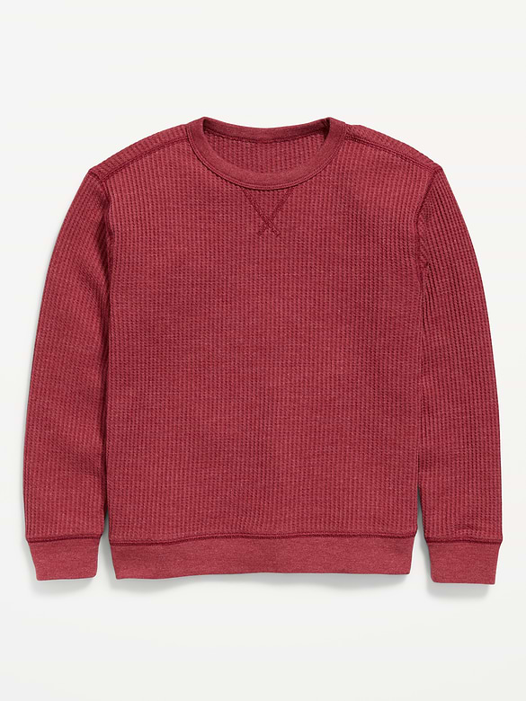 Long-Sleeve Waffle Knit T-Shirt for Boys
