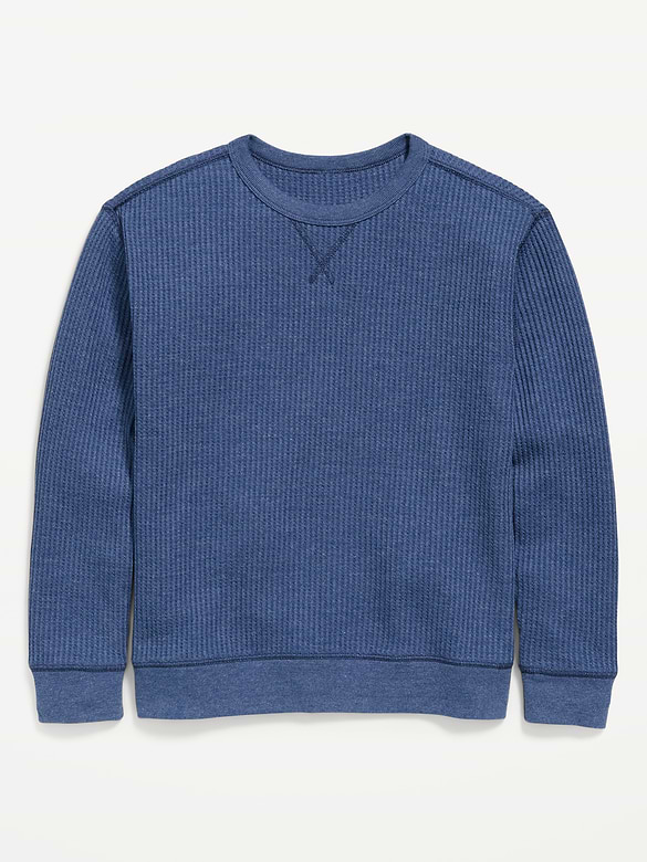 Long-Sleeve Waffle Knit T-Shirt for Boys