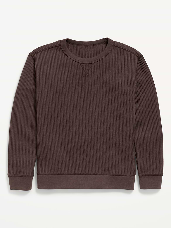 Long-Sleeve Waffle Knit T-Shirt for Boys