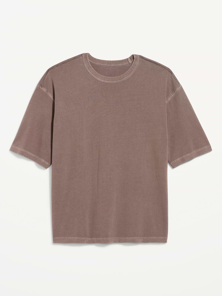 Image 2 de 2, T-shirt court en tissu épais teint en plongée
