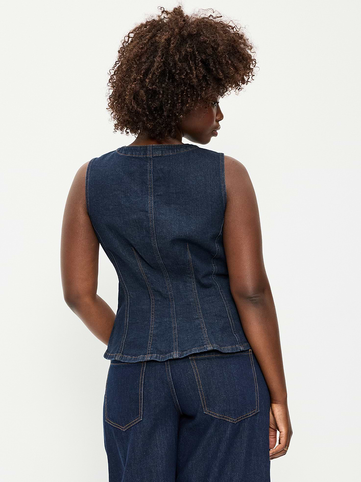Image 7 of 9, Fitted Sleeveless Button-Front Top