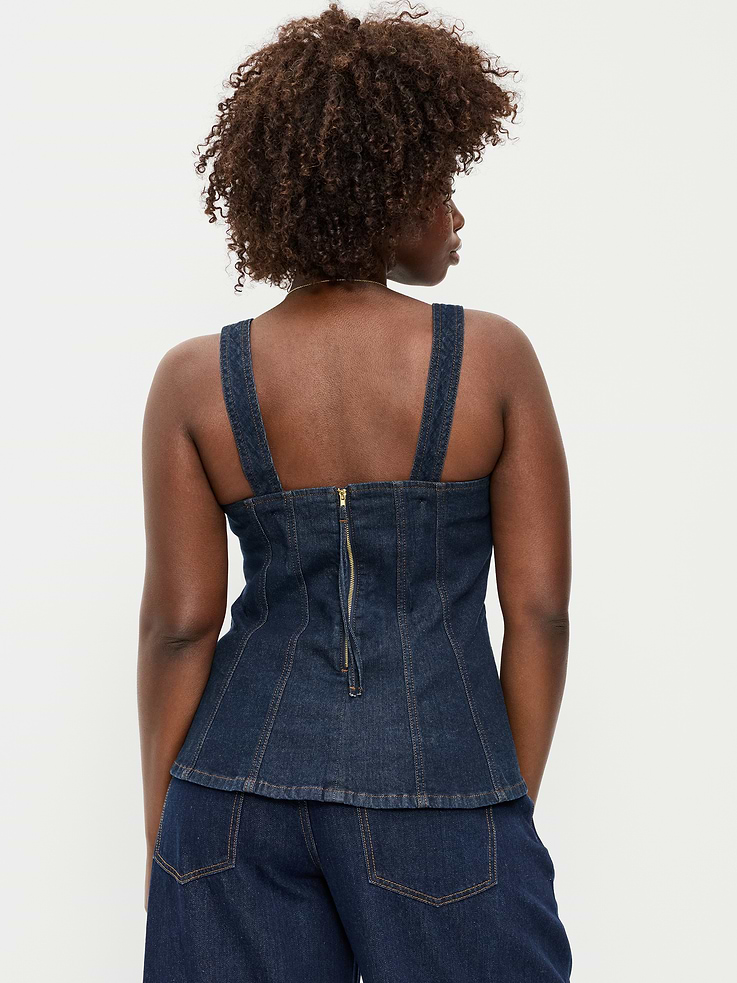 Image 4 of 8, Square-Neck Hourglass Denim Tank Top
