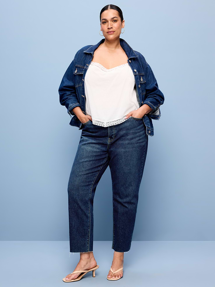 Image 10 of 11, High-Waisted Button-Fly OG Straight Ankle Jeans