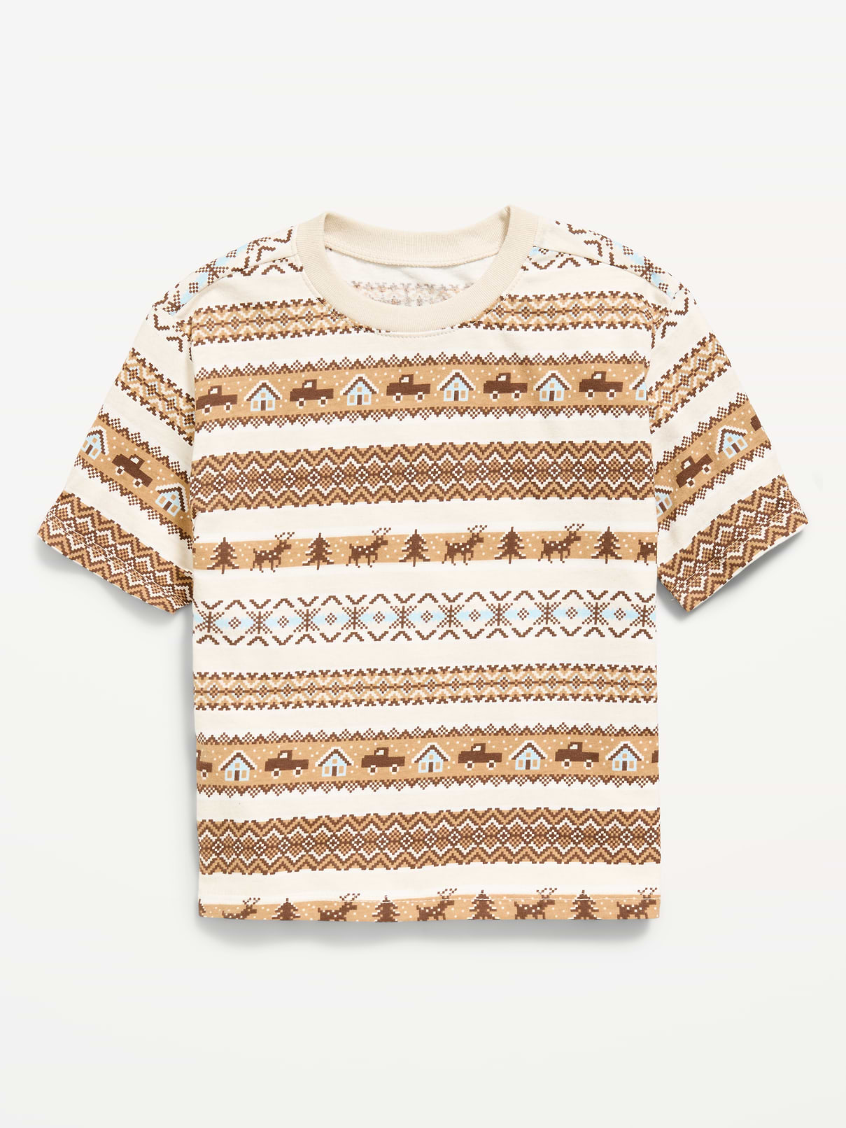 Image 1 of 1, crew neck, short sleeves, drop shoulders, all-over print, Product #910931