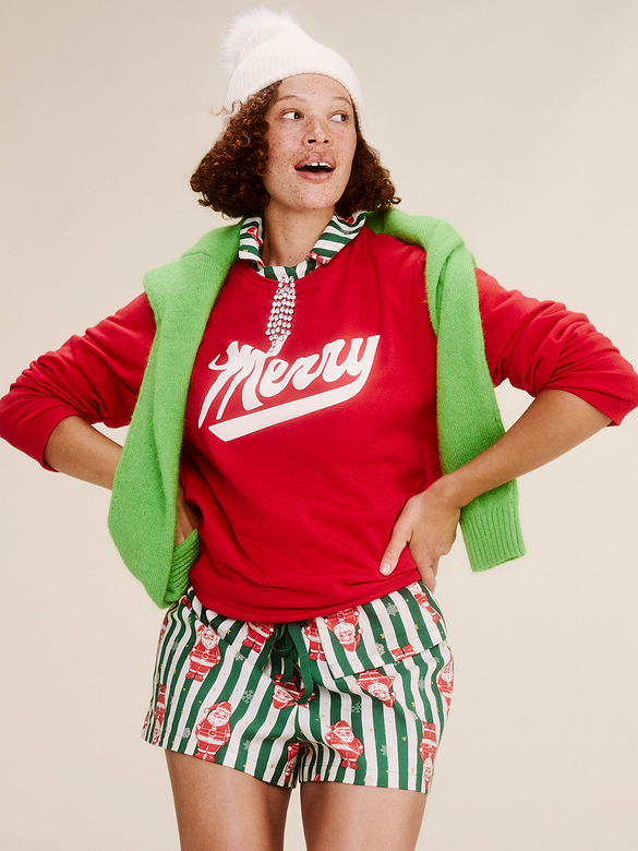 Flannel Pajama Short Set for Women