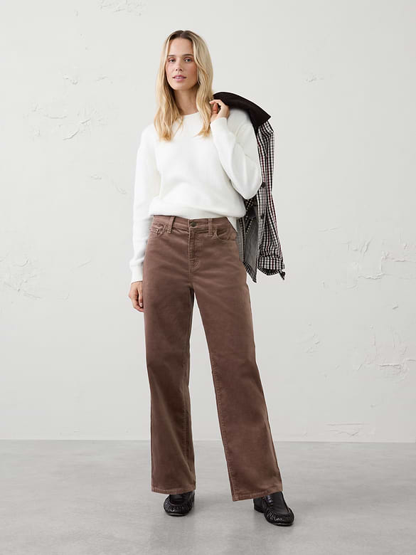 Straight-Fit Mid-Rise Velvet Pant