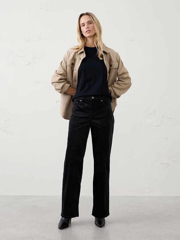 Straight-Fit Mid-Rise Velvet Pant