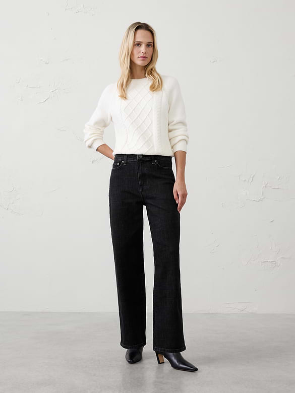 Straight-Fit High-Rise Velvet Side-Stripe Jean