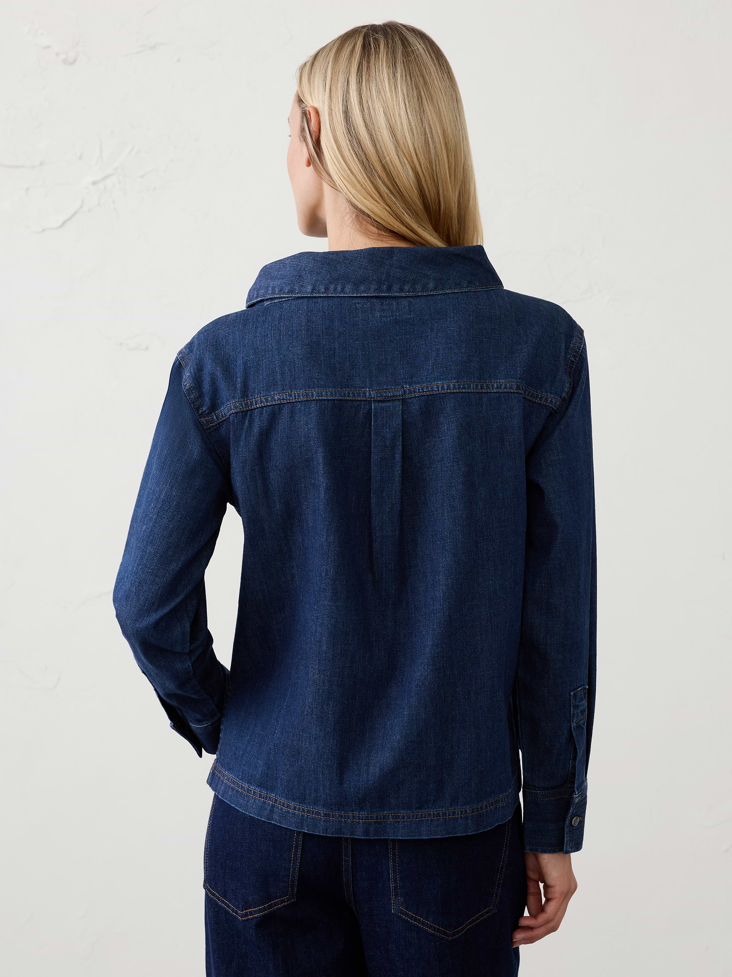 Image 2 of 4, Denim Tie-Neck Top