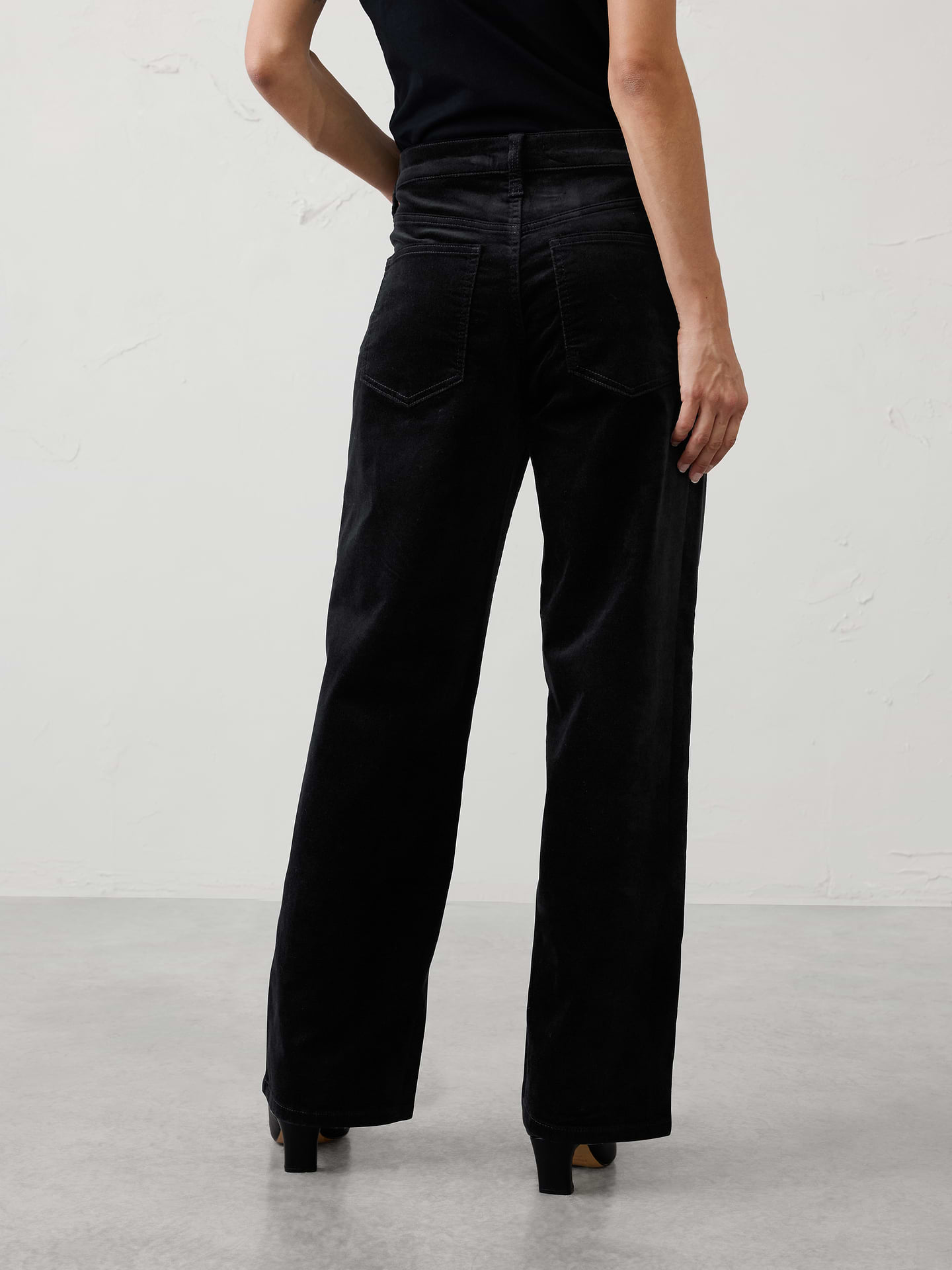 Image 2 of 6, Straight-Fit Mid-Rise Velvet Pant