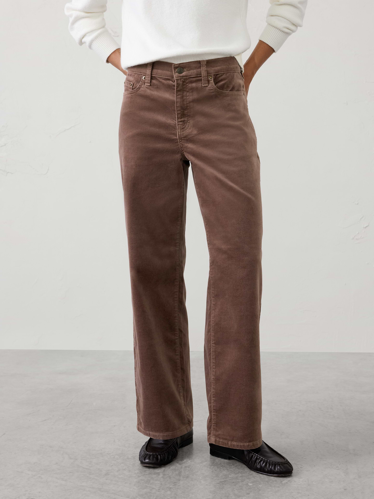 Image 5 of 6, Straight-Fit Mid-Rise Velvet Pant