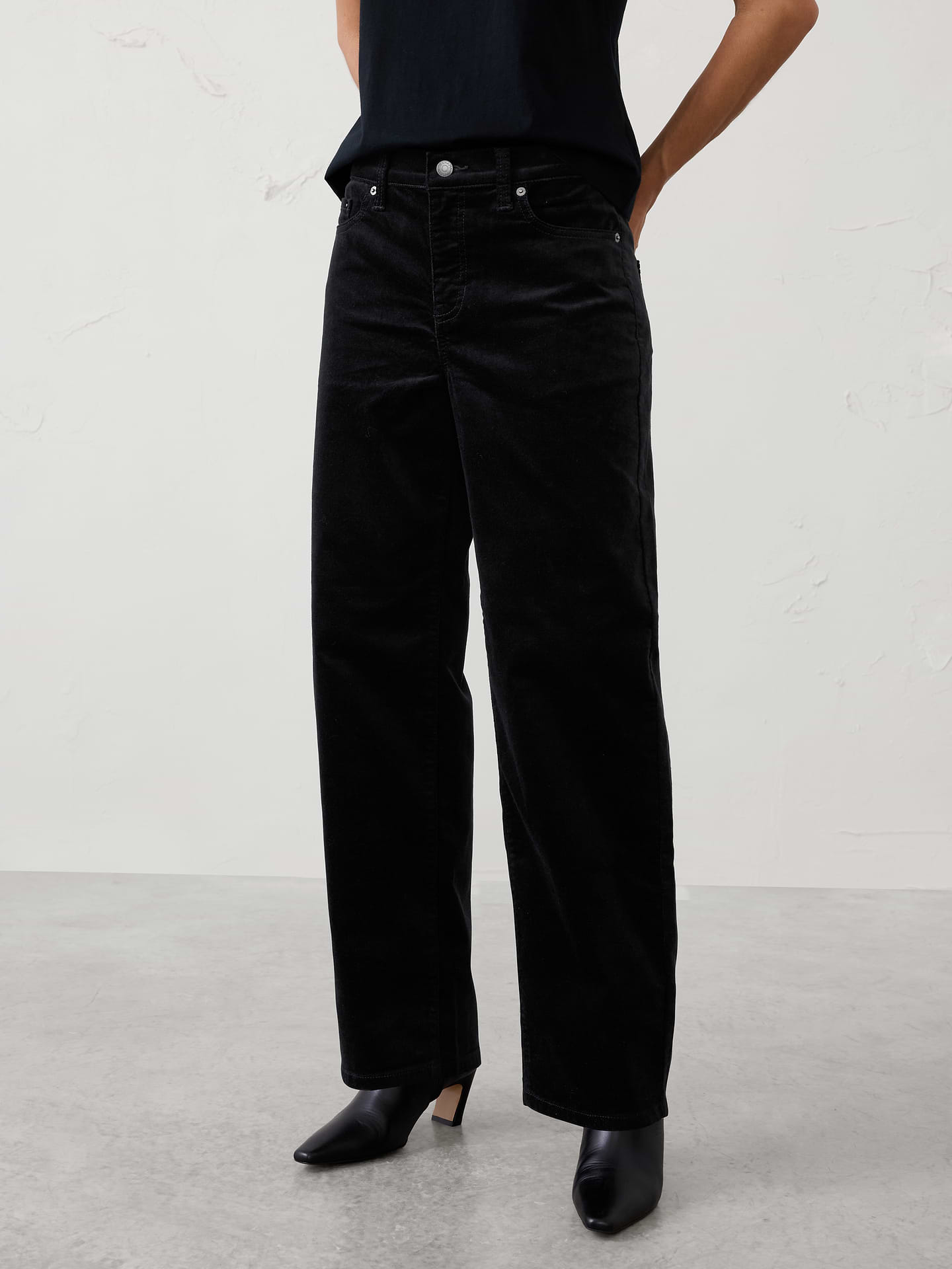Image 3 of 6, Straight-Fit Mid-Rise Velvet Pant