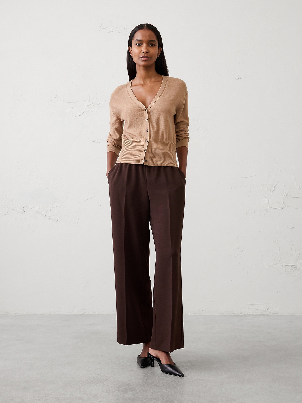 Merino Wool V-Neck Cropped Cardigan Sweater | Banana Republic Factory