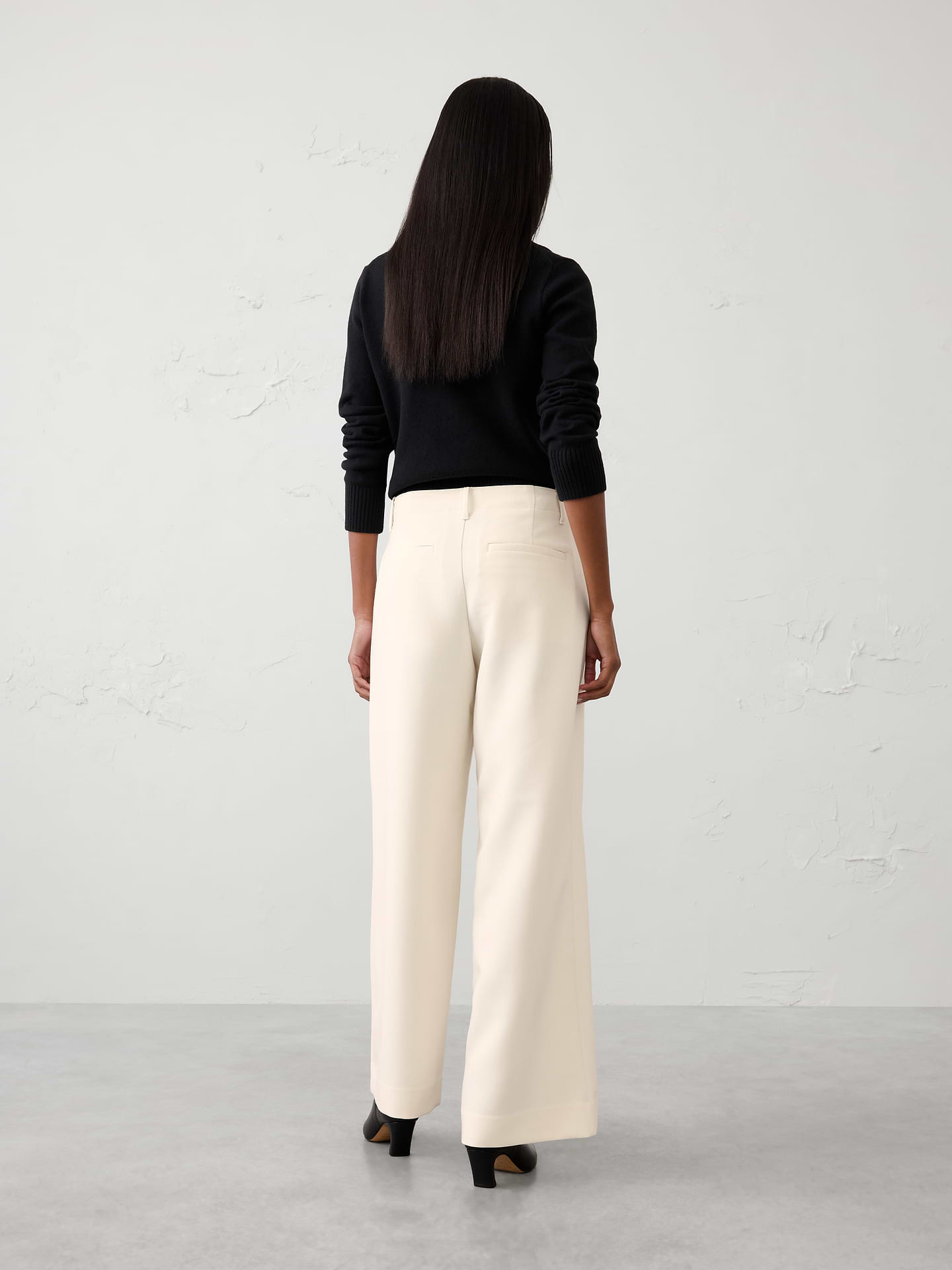Image 2 of 3, Wide-Leg Mid-Rise Heavy Bistretch Pant