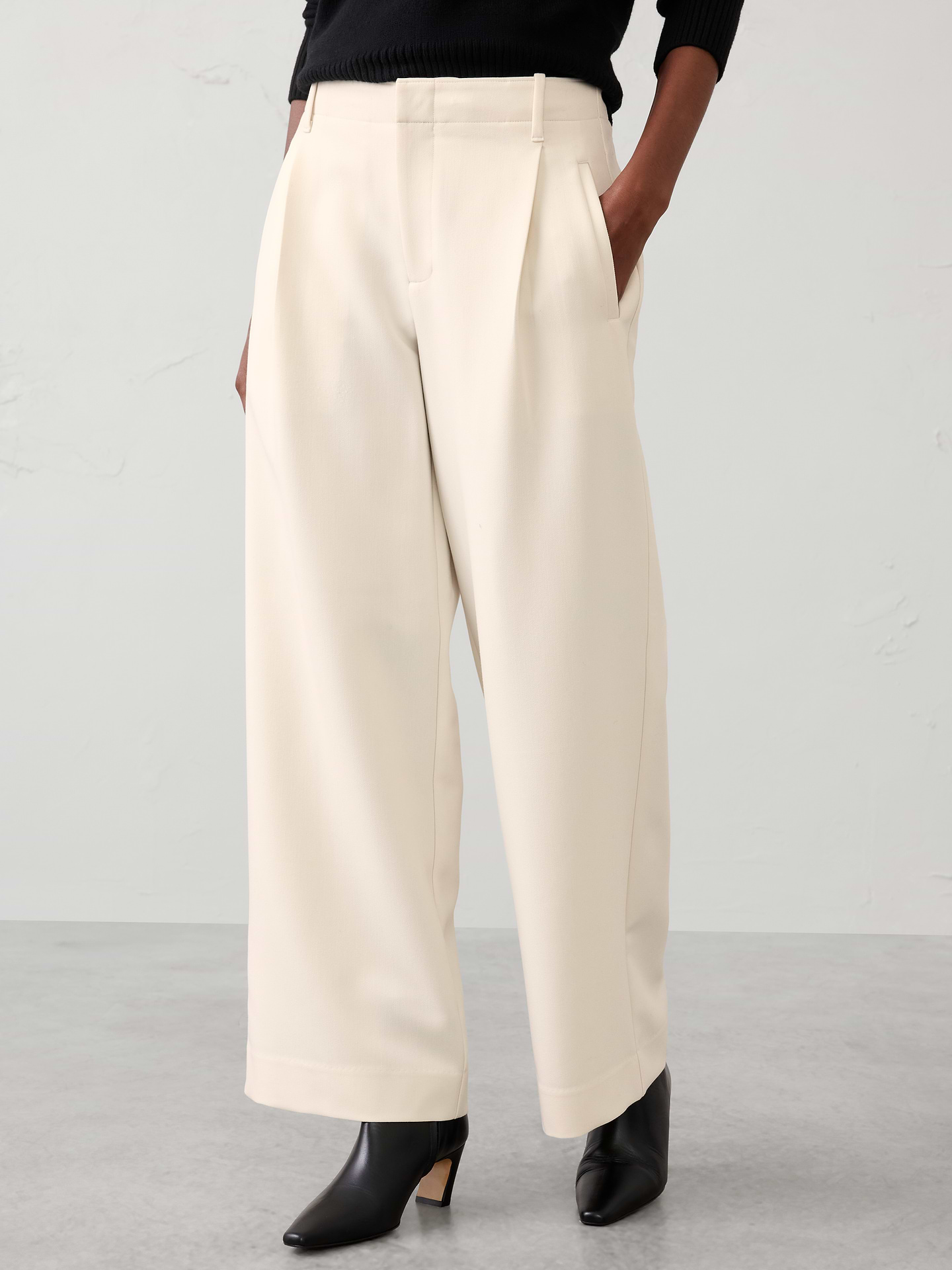 Image 3 of 3, Wide-Leg Mid-Rise Heavy Bistretch Pant