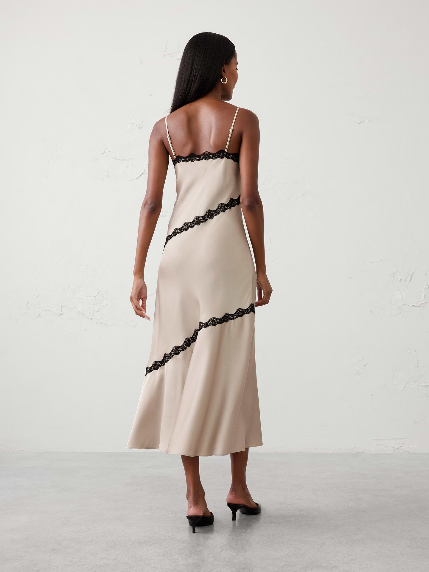 Image 5 of 8, Lace-Trim Long Midi Slip Dress