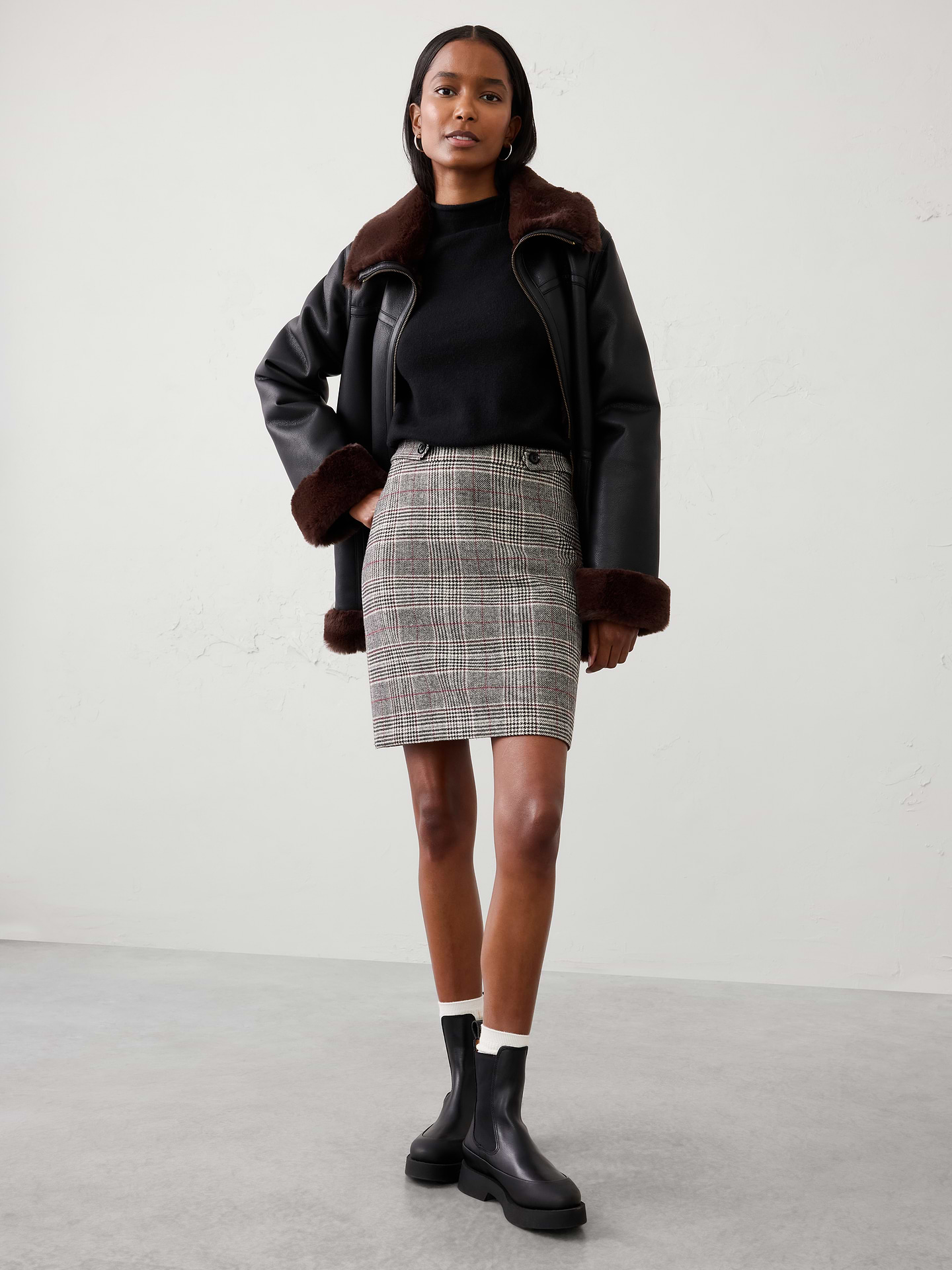 Image 3 of 3, Double-Button Tab Mini Skirt