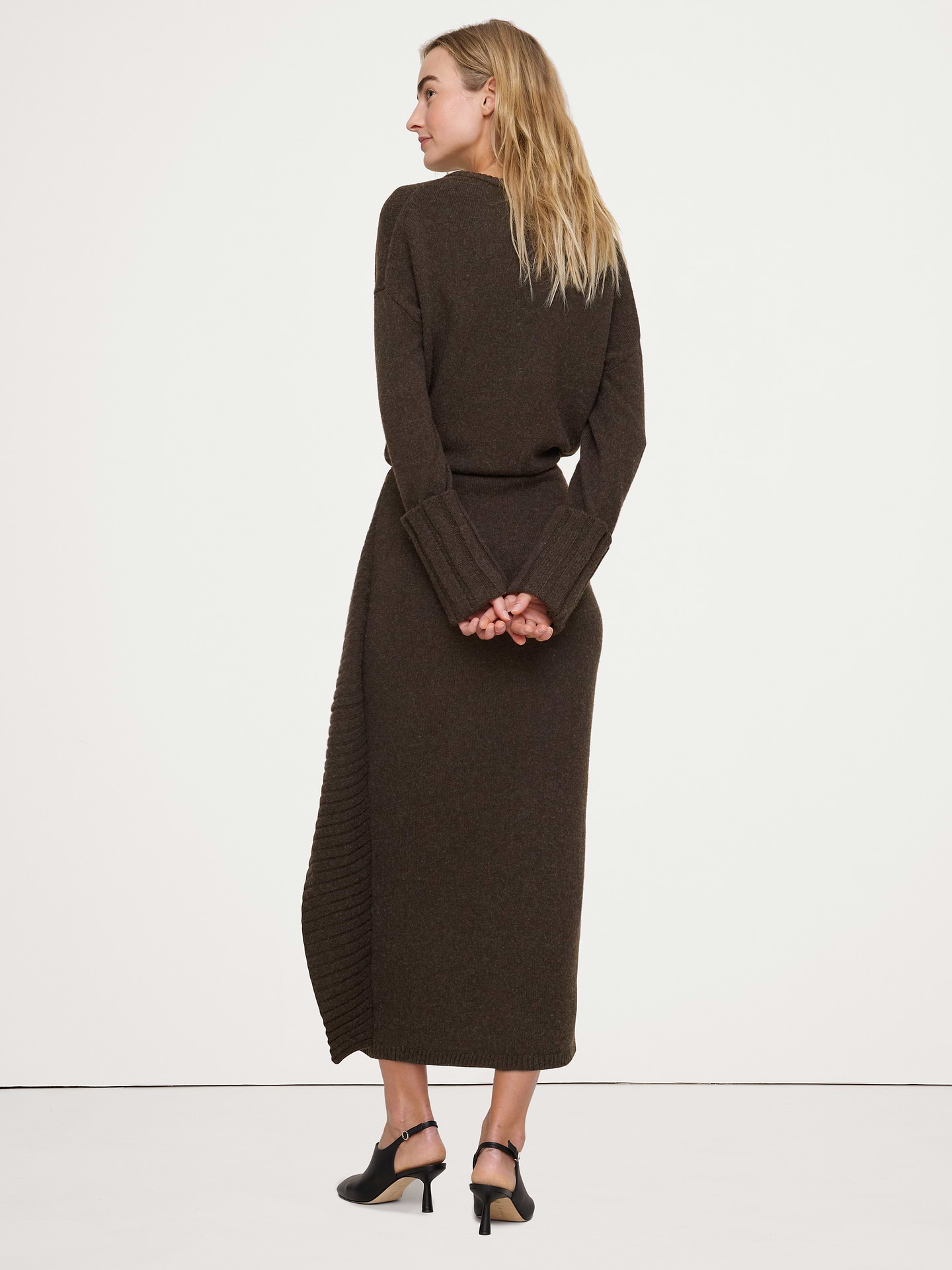 Image 5 de 8, Robe chandail longue en laine mérinos et coton