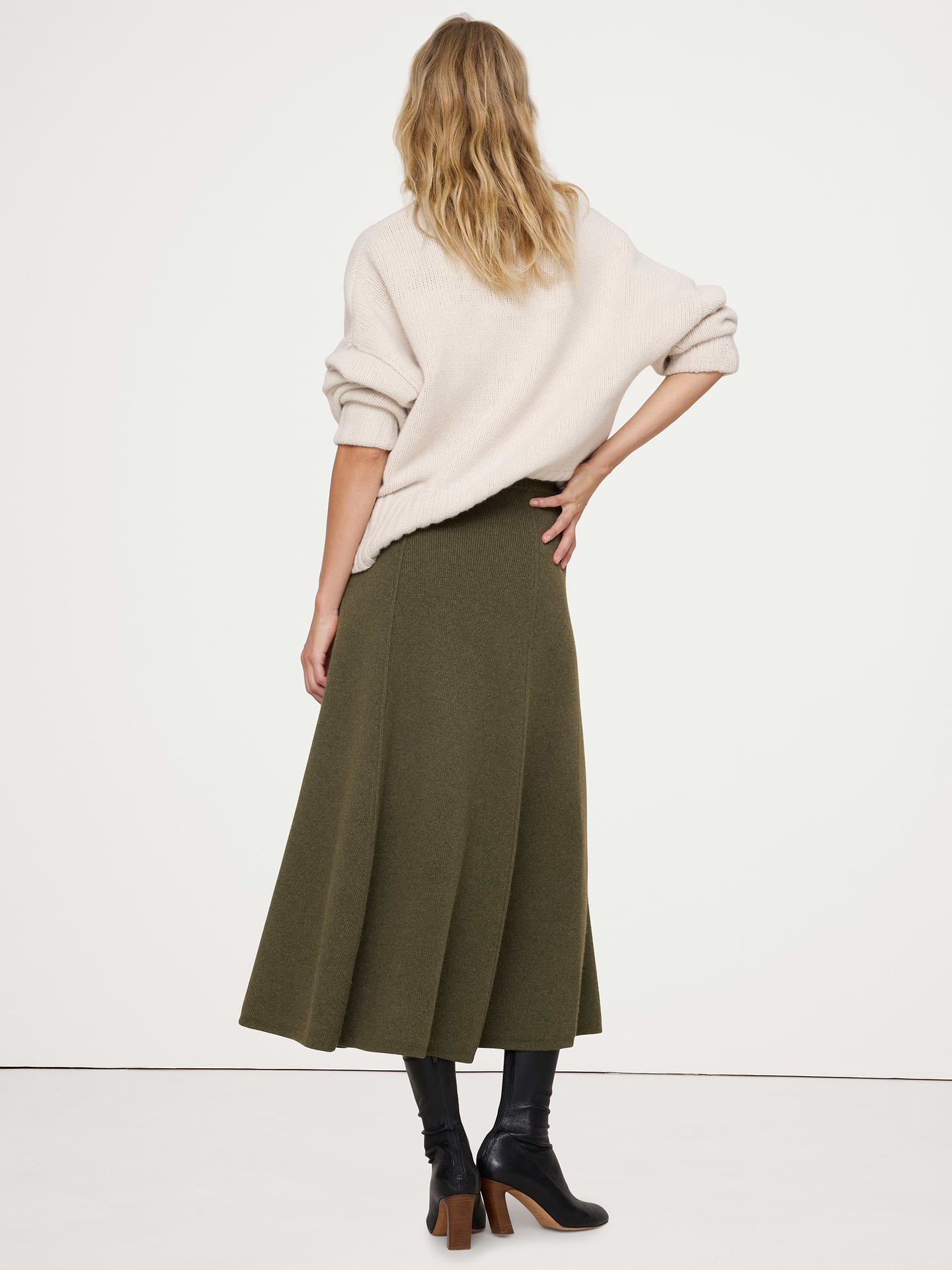 Image 3 of 5, Wool-Cotton Maxi Sweater Skirt