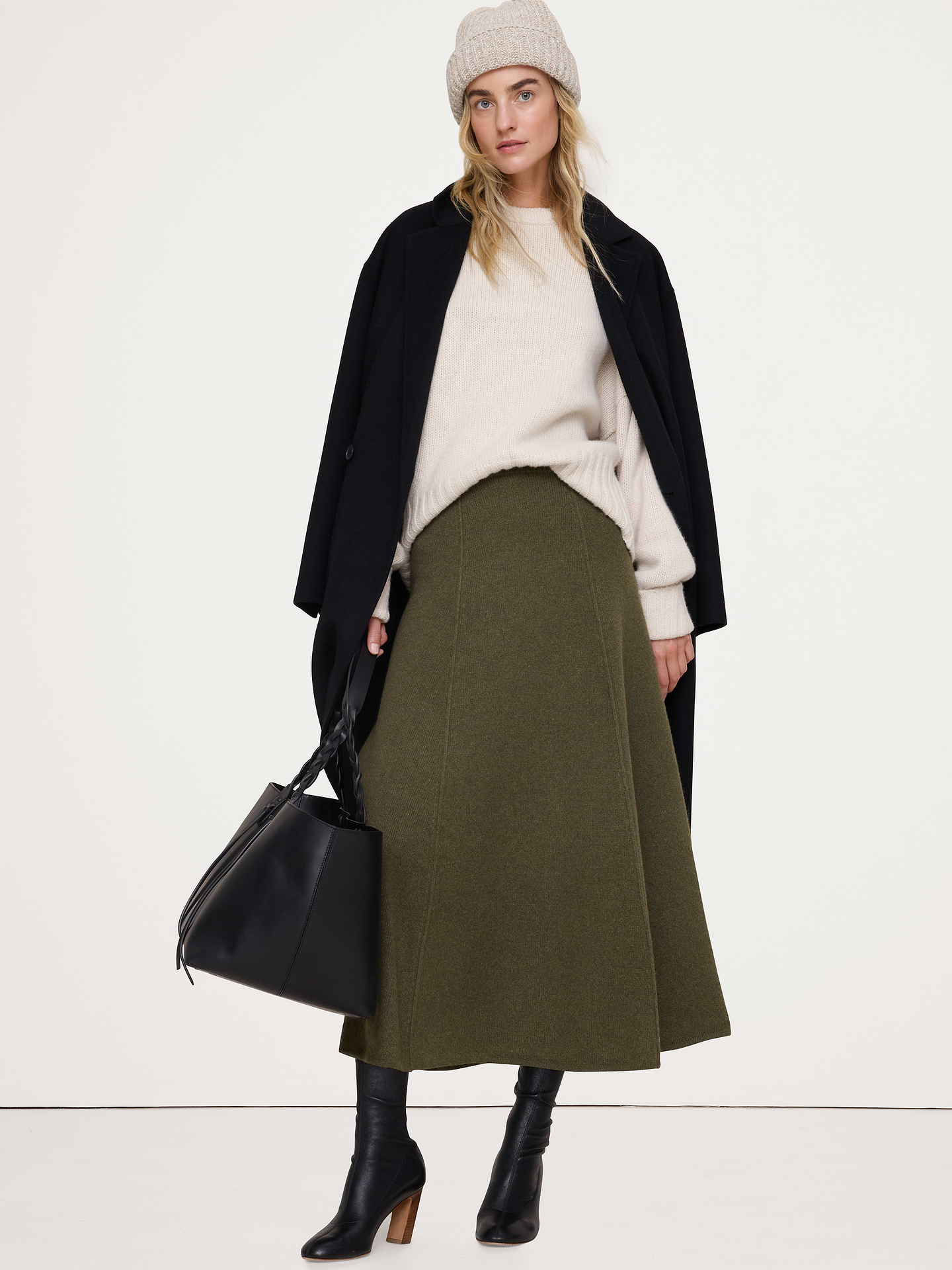 Image 4 of 5, Wool-Cotton Maxi Sweater Skirt