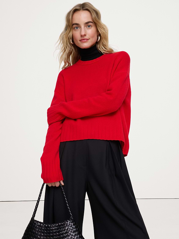 Oversized Midweight Cashmere Crew-Neck Sweater